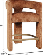 Jofran Upholstered Counter Stool with Arms – Versatile Barstools – Stylish Seating for Kitchen Dining Room or Home Bar, Rust, Single Stool