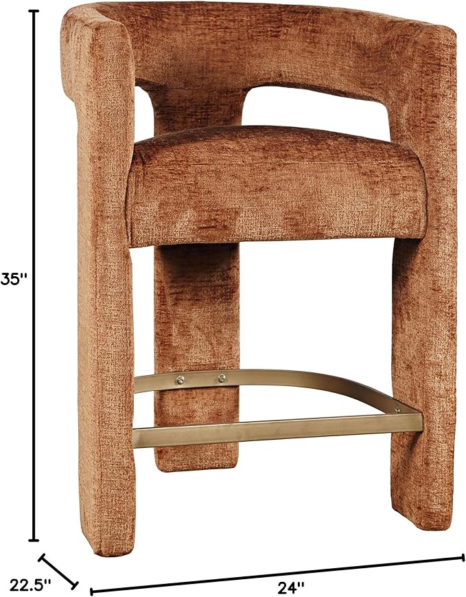 Jofran Upholstered Counter Stool with Arms – Versatile Barstools – Stylish Seating for Kitchen Dining Room or Home Bar, Rust, Single Stool