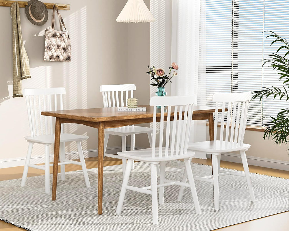 Dining Chairs Set of 4, Farmhouse Solid Wood Windsor Kitchen Chairs Set with ...