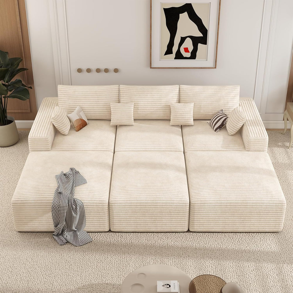 113" Modular Sectional Sofa Bed, Convertible Cloud Couches for Living Ro...