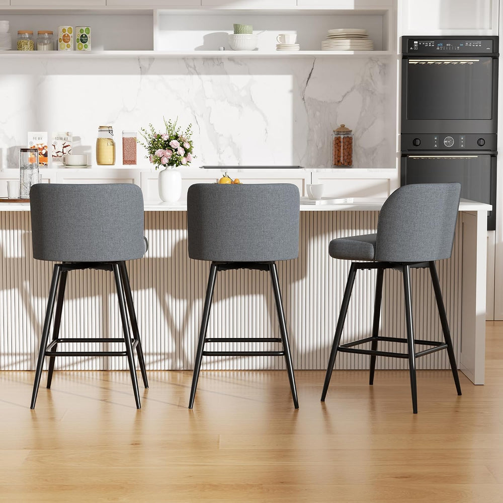 Swivel Bar Stools Set of 2, 26" Counter Height Bar Stools with High Back...