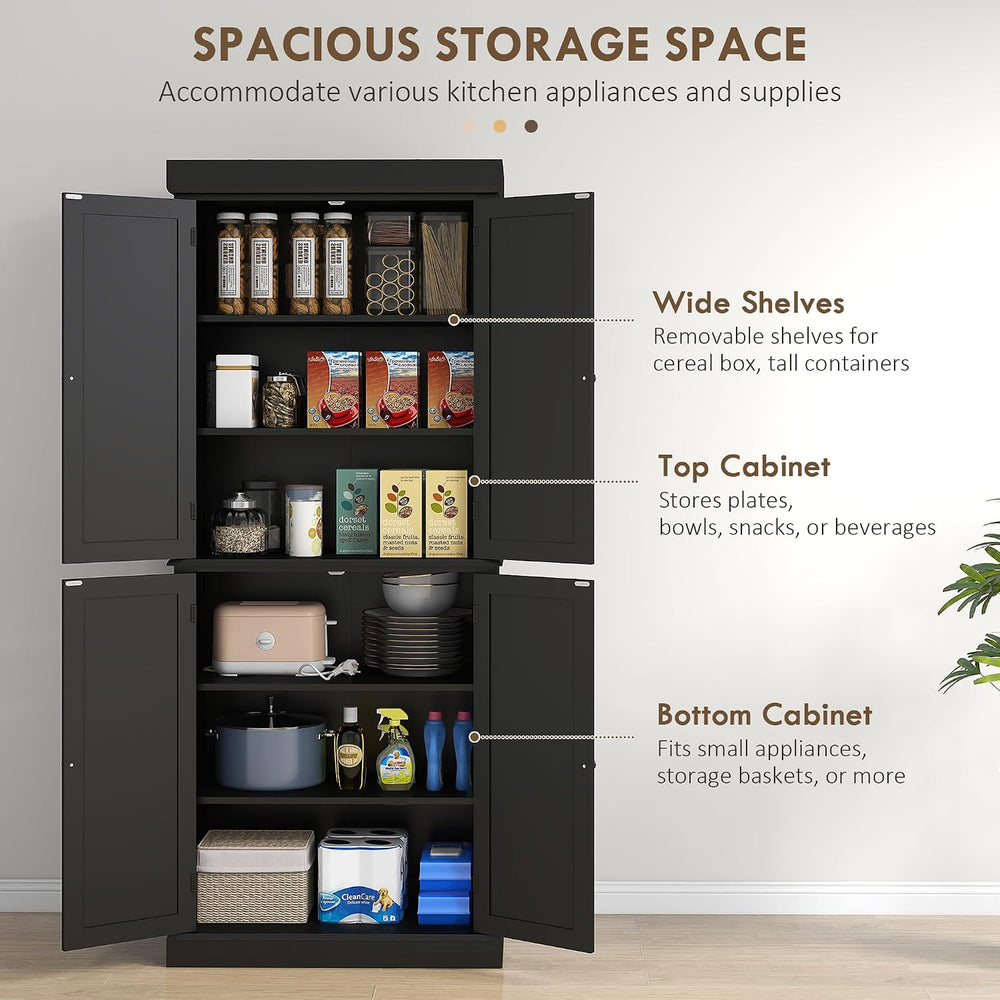 HOMCOM 72.5" Tall Kitchen Pantry Cabinet, Freestanding Modern Farmhouse ...