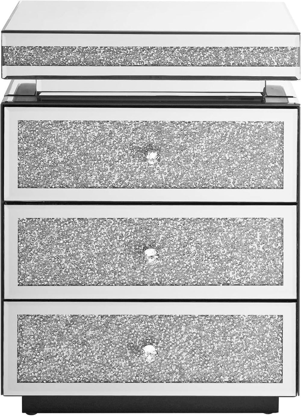 SSLine 3-Drawer Mirrored End Table,Mirrored Nightstand End Tables Bedside Tab...
