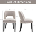 VKNOW Wooden Dining Chairs Set of 2, Modern Fabric Upholstered Dining Room Chair Kitchen Chairs, Farmhouse Dinner Chair for Kitchen Dining Room, Grey-Black Legs