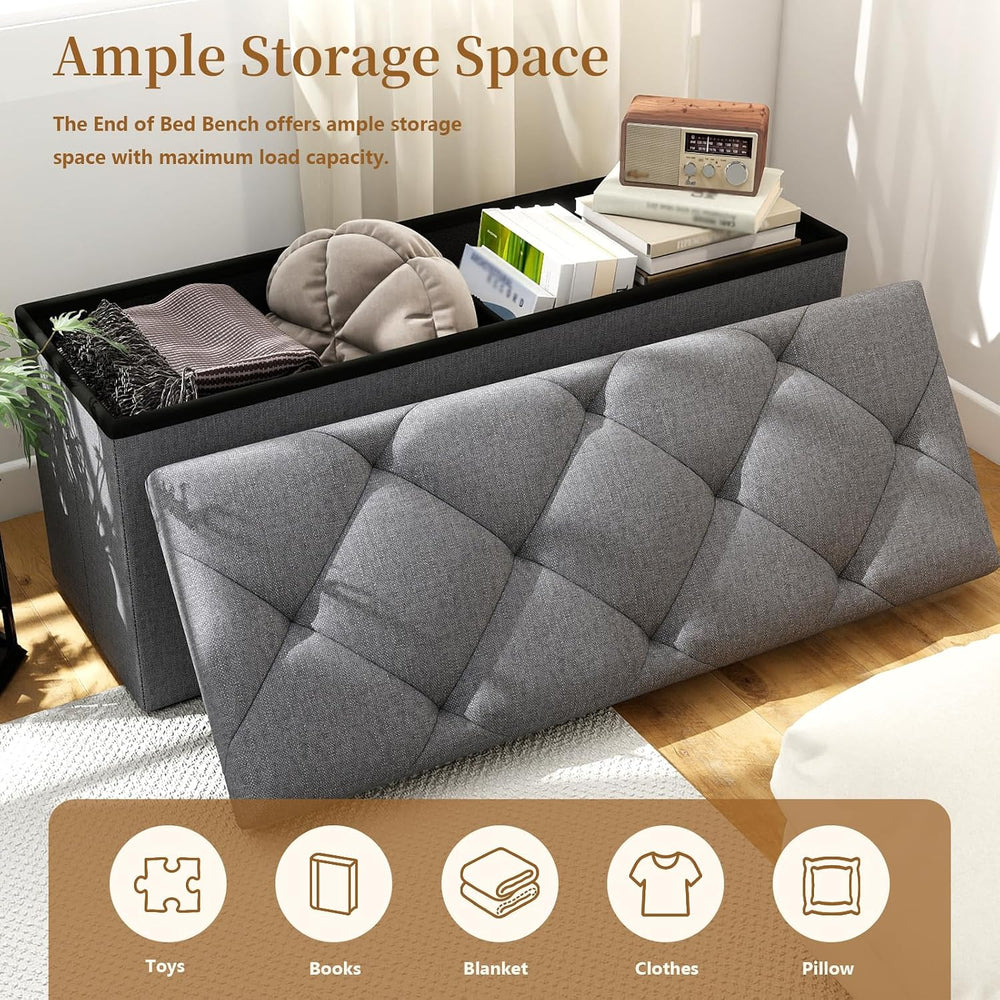Folding Ottoman with Storage Bench,Storage Ottoman Bench,30 Inches Ottoman Fo...