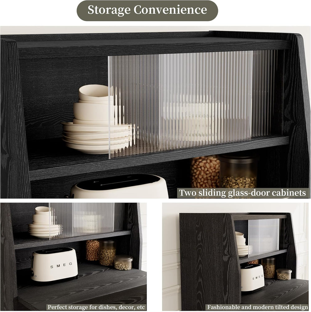HIPIHOM 86.6" Extendable Dining Table for 4-6, MDF, Storage Cabinet | Re...