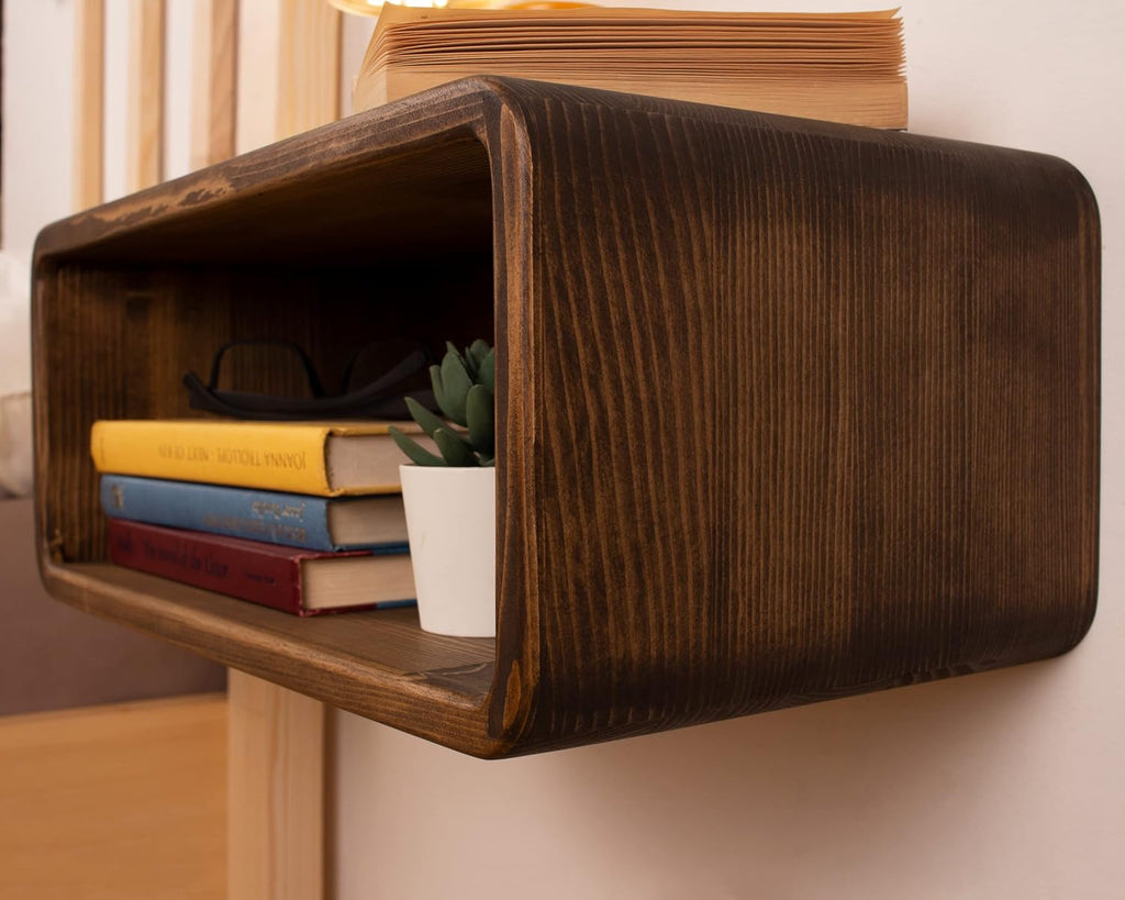 Floating Nightstand Wooden, Bedside Table, Nightstand Shelf, Handmade, Wall Mounted Bedside Shelf, Minimalist and Unique Style (Vancouver)