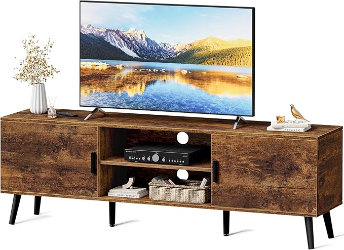 SUPERJARE TV Stand for 55 Inch TV, Entertainment Center with Adjustable Shelf...