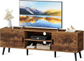 SUPERJARE TV Stand for 55 Inch TV, Entertainment Center with Adjustable Shelf, 2 Cabinets, TV Console Table, Media Console, Solid Wood Feet, Cord Holes, for Living Room, Bedroom, Rustic Brown