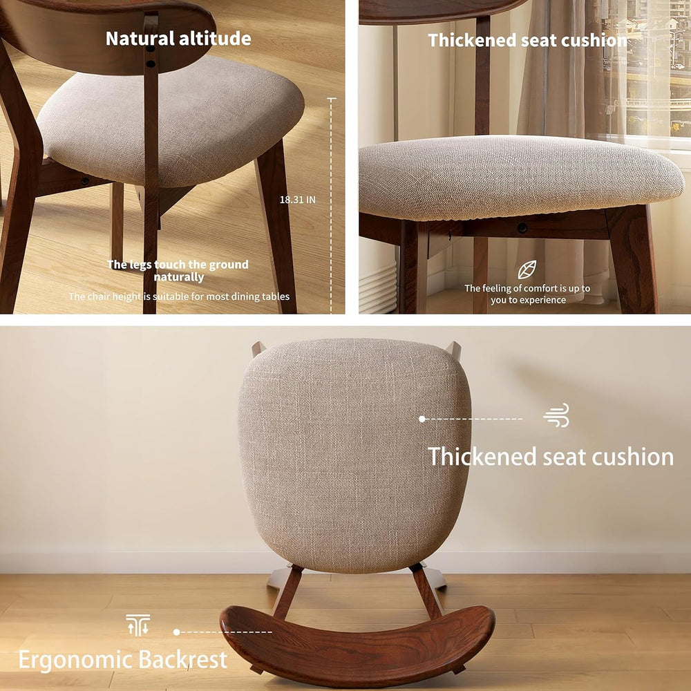 Mid Century Modern Walnut Dining Chairs Set of 4, FAS-Grade Oak, 400 lbs | He...