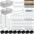 INCLY 238PCS Pegboard Accessories Organizer Kit, Peg Board Hooks Assortment with Peg Bins, Baskets, Paper Towel Holder for 1/8 and 1/4 inch Pegboard Hanging Tools, Garage Wall Storage Attachments