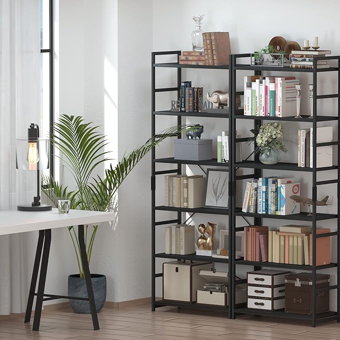 NUMENN 6 Tier Bookshelf, Tall Bookcase Shelf Storage Organizer, Modern Book S...