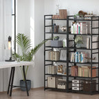 NUMENN 6 Tier Bookshelf, Tall Bookcase Shelf Storage Organizer, Modern Book Shelf for Bedroom, Living Room and Home Office, Black