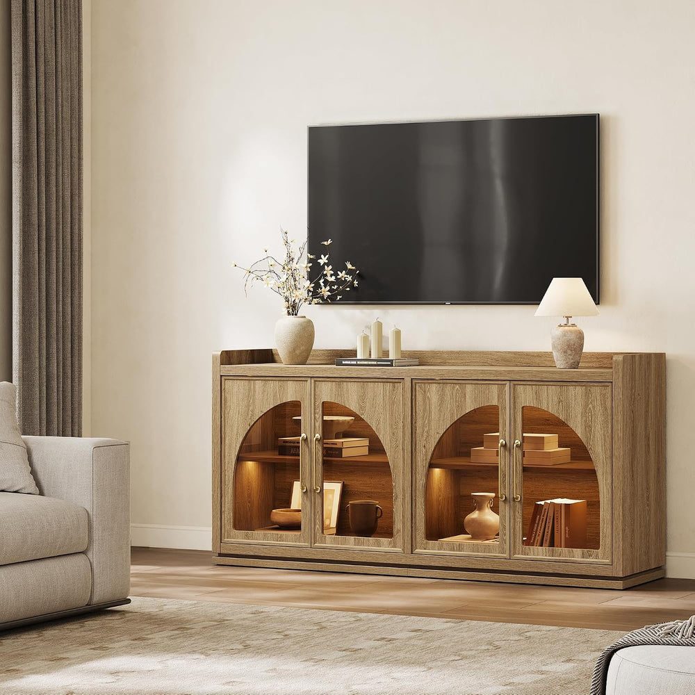 SICOTAS Sideboard Buffet Cabinet with Storage and LED Lights-Modern Large Cre...