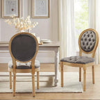Upholstered Dining Chairs Set of 4 French Country Oval Fabric Back Kitchen Side Chair with Wood Legs for Dining Room, Kitchen, Restaurant(Grey-Velvet)