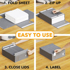 SpaceAid 2 Pack Bed Sheet Organizers and Storage, Foldable Sheet Organizer for Linen Closet, Sheets Set Folder Keeper with Window XL (Queen & King Size) Organizing Bedding Container, Gray