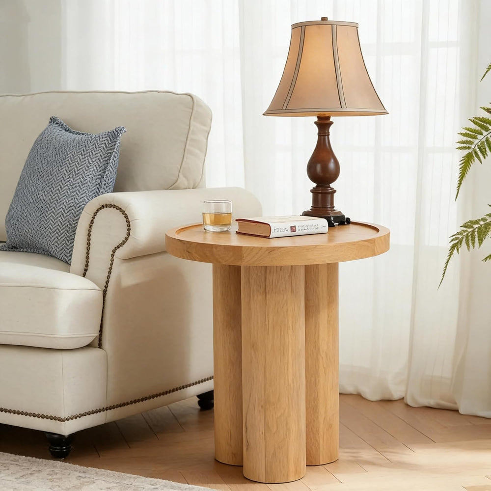 Christopher Knight Home Benny Round Solid Wood End Table, Wooden Side Table w...