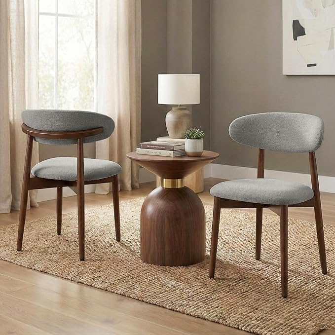 Dining Room Chairs Set of 2, Upholstered Farmhouse Dining Chairs, Modern Fabric Kitchen Chairs with Solid Wood Leg,Green