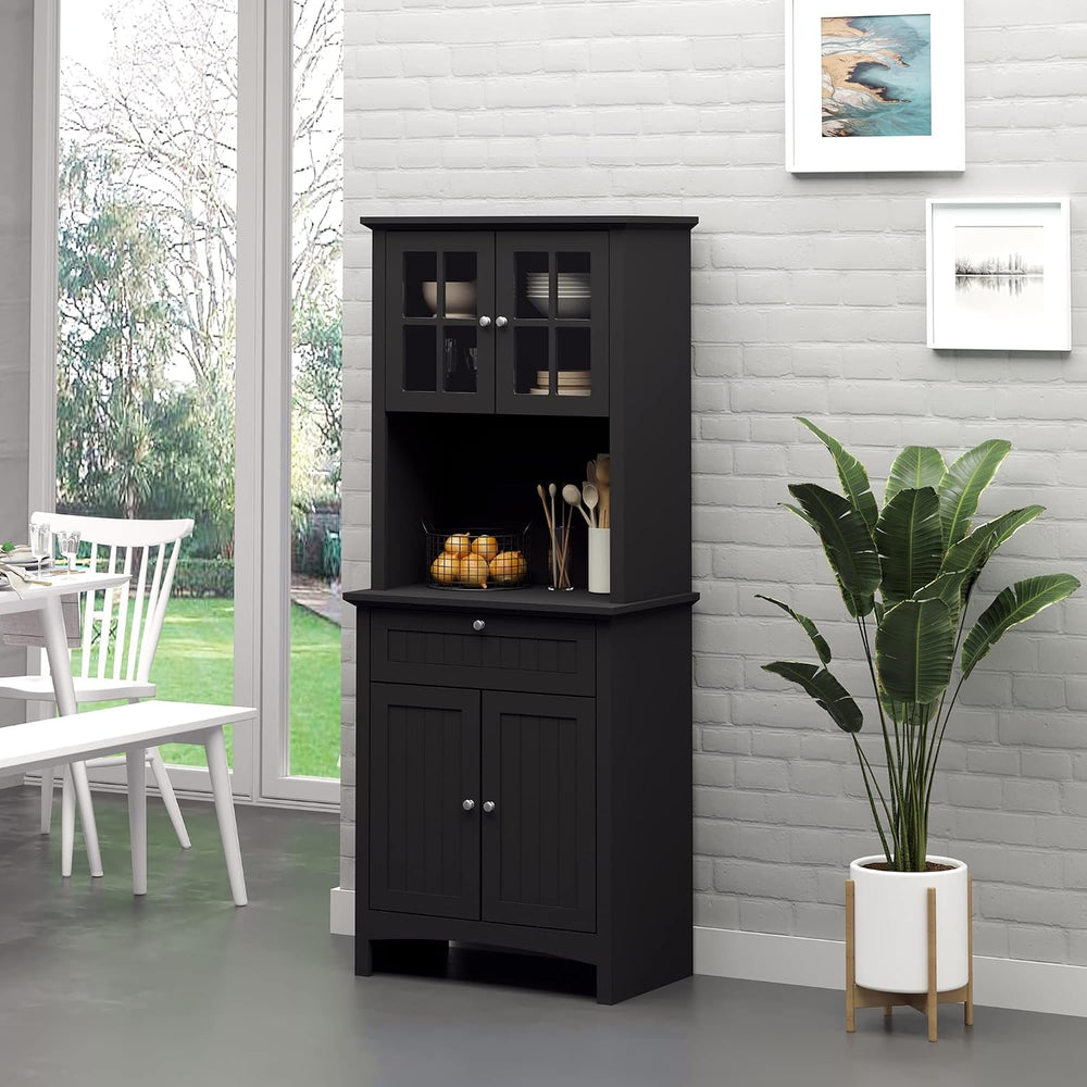 64.5" Kitchen Pantry Cabinet with Hutch,Buffet Sideboard for Coffee Make...
