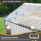 8 x 8 FT Plastic Storage Shed, All-Weather Resin Tool Shed with Windows, Lockable Doors & Floor, Outdoor Garden Shed for Poolside, Backyard, Patio
