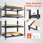 REIBII Garage Shelving 60.1" H Storage Shelves Heavy Duty 1800 LBS, 4-Tier Metal Shelving Ajustable Garage Shelves for Warehouse Basement Kitchen Pantry Closet, 60.1" H x 35.5" W x 18" D