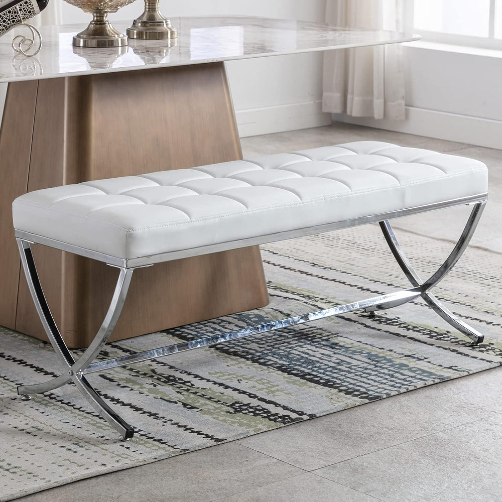 DUOMAY Modern Tufted Ottoman Bench, 45.75" W x 16.5" D x 19.25&quot...