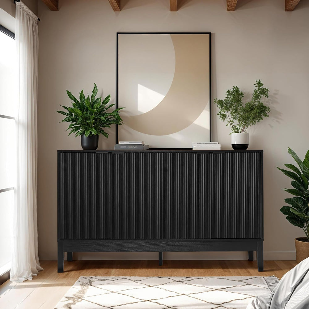 Best Choice Products 55" Modern 4-Door Sideboard Storage Cabinet, Buffet...