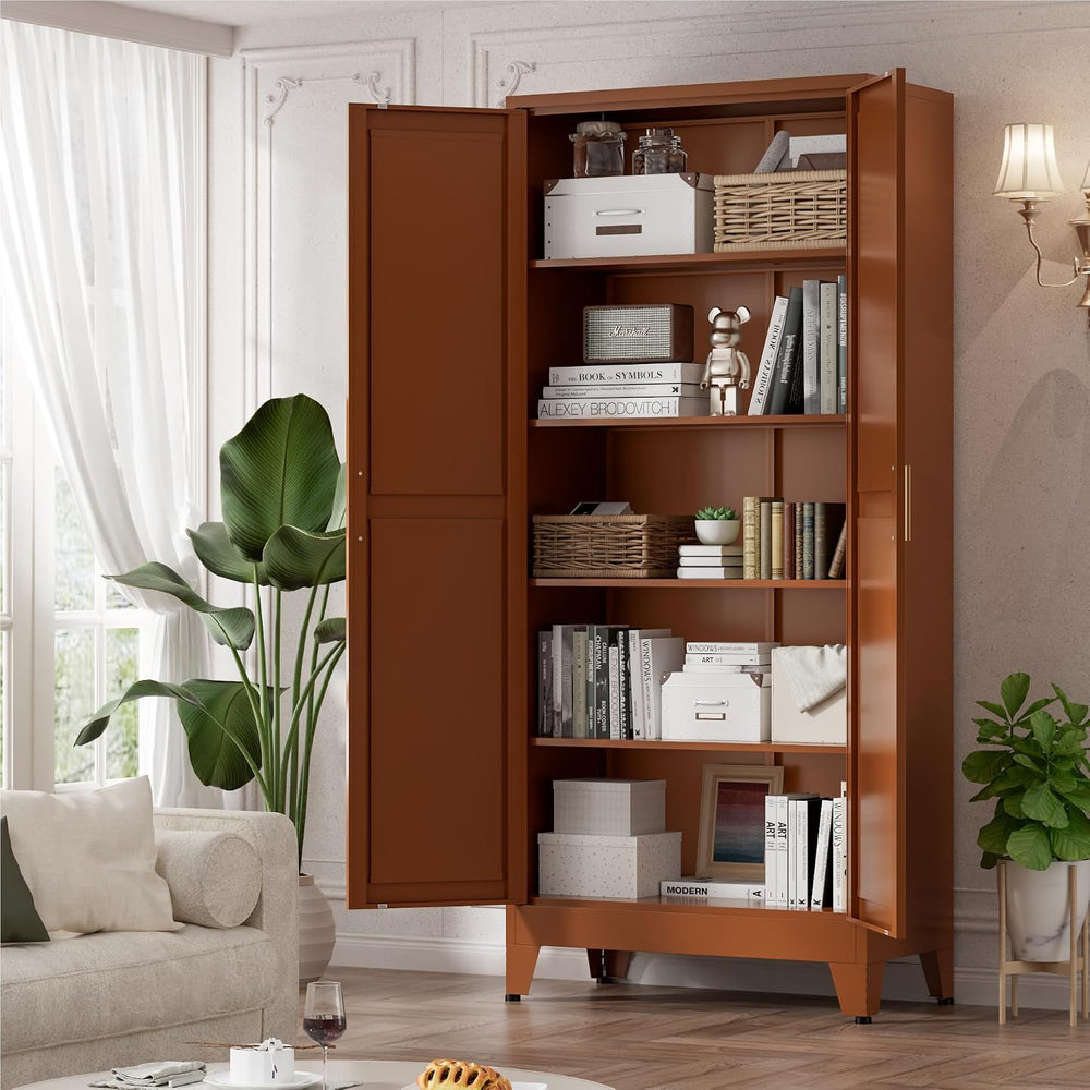 LCAOPC 71" Tall Metal Storage Cabinet with 2 Doors and 4 Adjustable Shel...