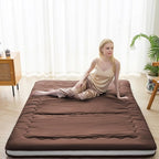 Japanese Floor Mattress, 6" Japanese Futon Mattress, Foldable & Portable Shiki Futon (shikibuton), Roll Up Thicken Sleeping Mattress Tatami Mat Sleeping Pad for Camping (Brown, 60 x 80)