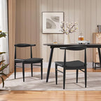 Yaheetech Dining Chairs Set of 2 Mid Century Modern Leather Dining Room Chairs with Armless Backrest & Metal Legs for Kitchen, Living Room, Black