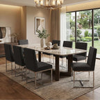 CIMOTA Black Modern Dining Chairs Set of 8, Upholstered Dining Room Chairs Armless Guest Side Chair with Chrome Base for Dining Room/Kitchen, Charcoal Black, 8PCS