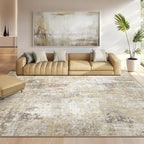 Washable Area Rugs 5'x7' Non-Slip Modern Abstract Soft for Living Room Entryway Bedroom Nursery, Print Pattern, Neutral Brown Gray