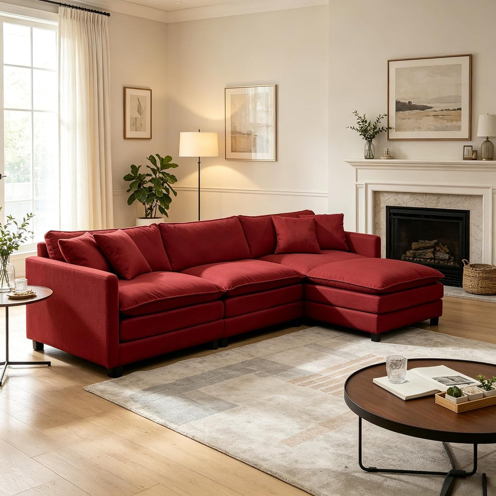 108.27" Modular Sectional Sofa, 4 Seat L Shaped Couch with Chaise | Deep...