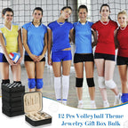 12 Pcs Volleyball Gifts for Team Bulk Volleyball Jewelry Box Small Portable Case for Team Coach Supplies (Black)