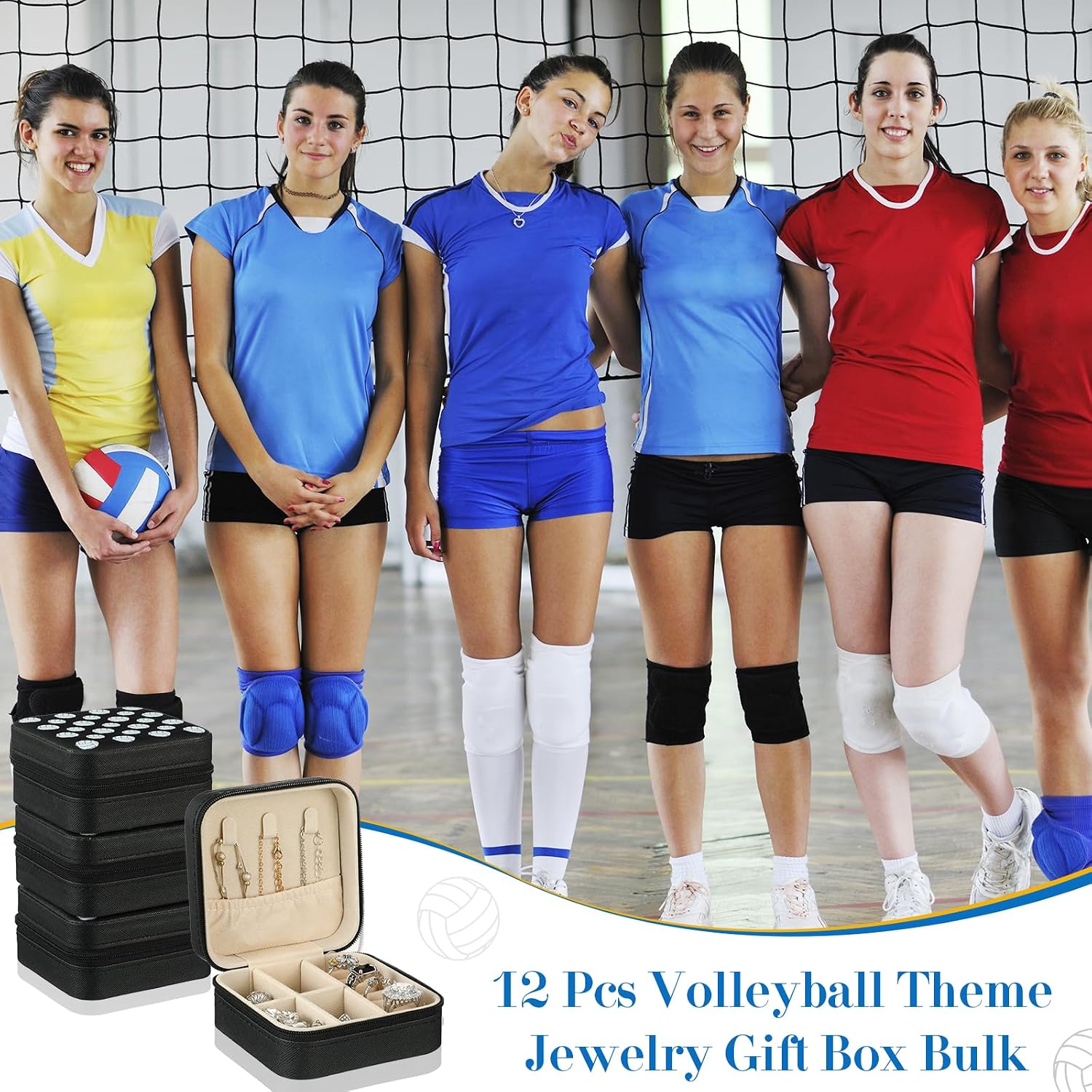 12 Pcs Volleyball Gifts for Team Bulk Volleyball Jewelry Box Small Portable Case for Team Coach Supplies (Black)