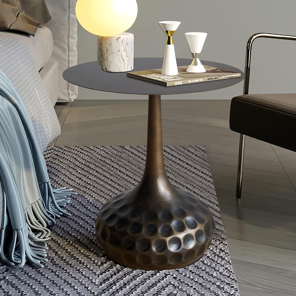 End Table, Modern Coffee Table, Iron Decorative Pedestal Metal Accent Table for Living Room/Bedroom/Balcony/Office/Indoor/Outdoor