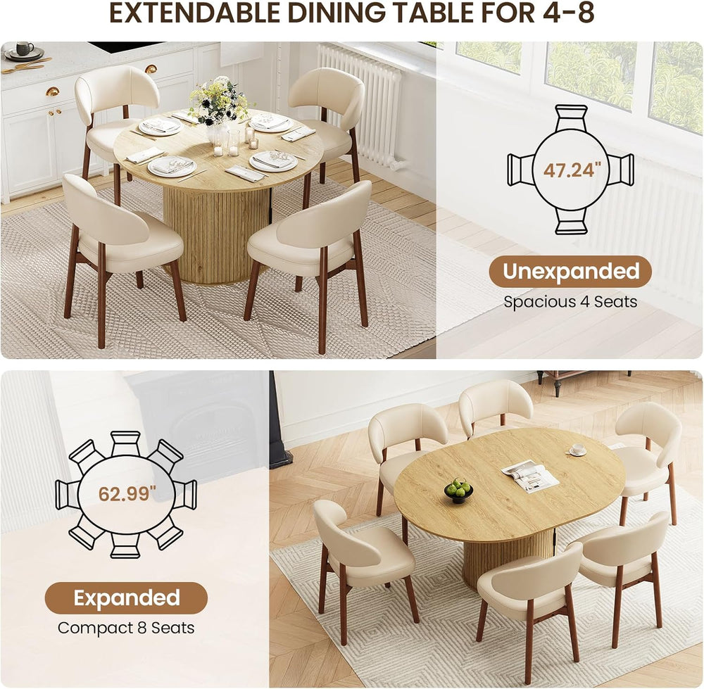MALOL 47"-63" Extendable Round to Oval Dining Table Chairs Set for ...