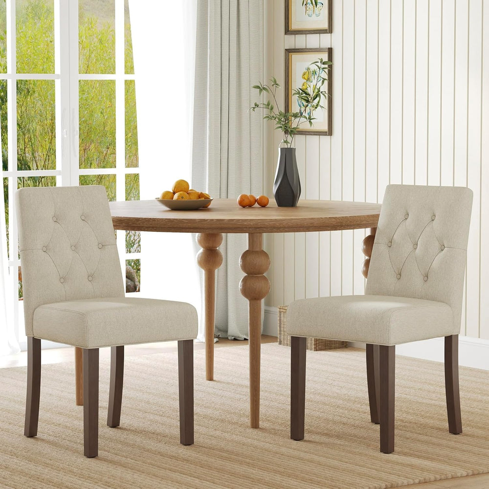 Upholstered Dining Chairs Set of 2, Modern Fabric Dining Chairs with Tufted D...