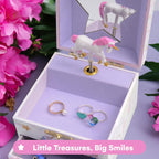 Jewelkeeper Jewelry Box for Girls with 1 Drawer - Unicorn Musical Jewelry Box, Beautiful Dreamer Tune, Spinning Unicorn Doll, Little Girl Music Box, Gifts for 5 Year Old Girls, Engineered Wood