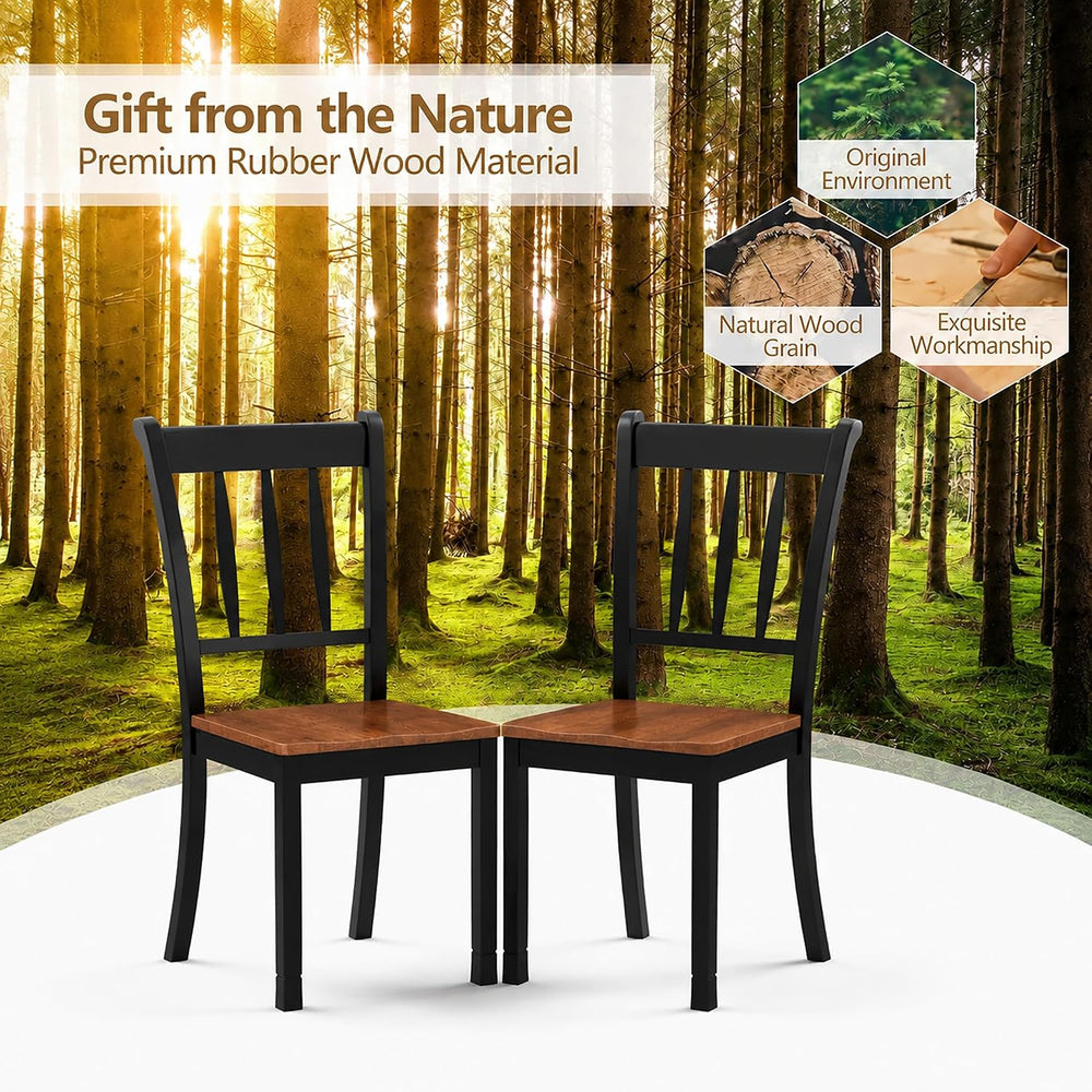 POWERSTONE Dining Chairs Set of 6, Rubberwood Kitchen Chairs, Black | Farmhou...