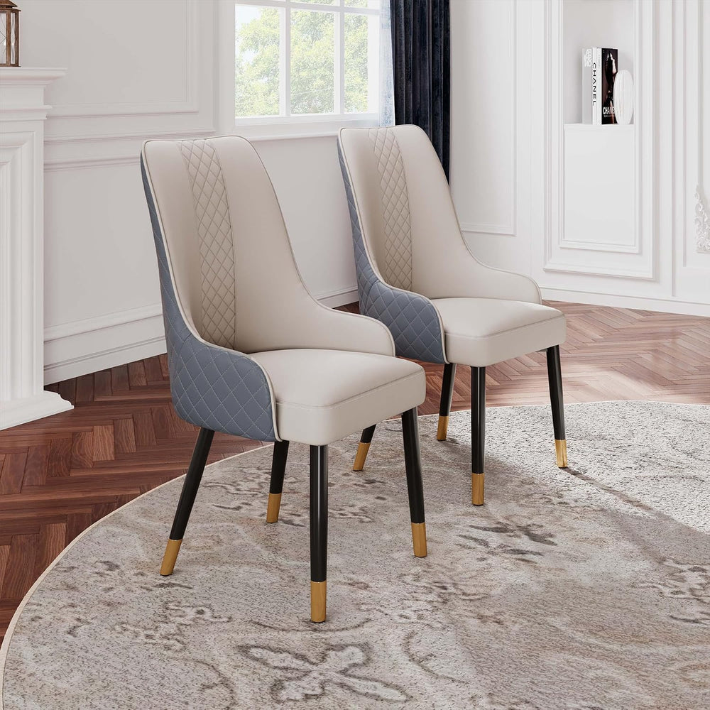 POVISON Dining Chairs Set of 6, Faux Leather Upholstered Bar Chairs with Meta...
