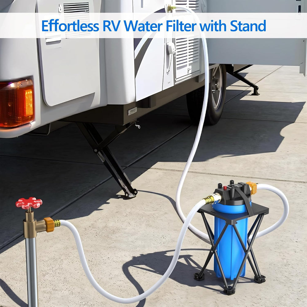 4-Layer RV Water Filter with Stand and 7,000 Gallons Capacity, 3/4" GHT ...