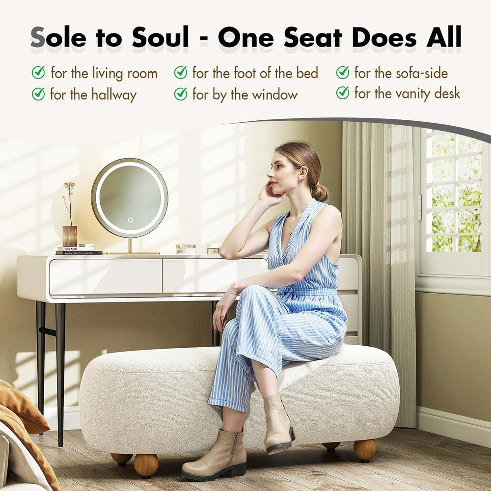 Hyfirm 54" End of Bed Bench, Upholstered Bedroom Ottoman Bench with Soli...