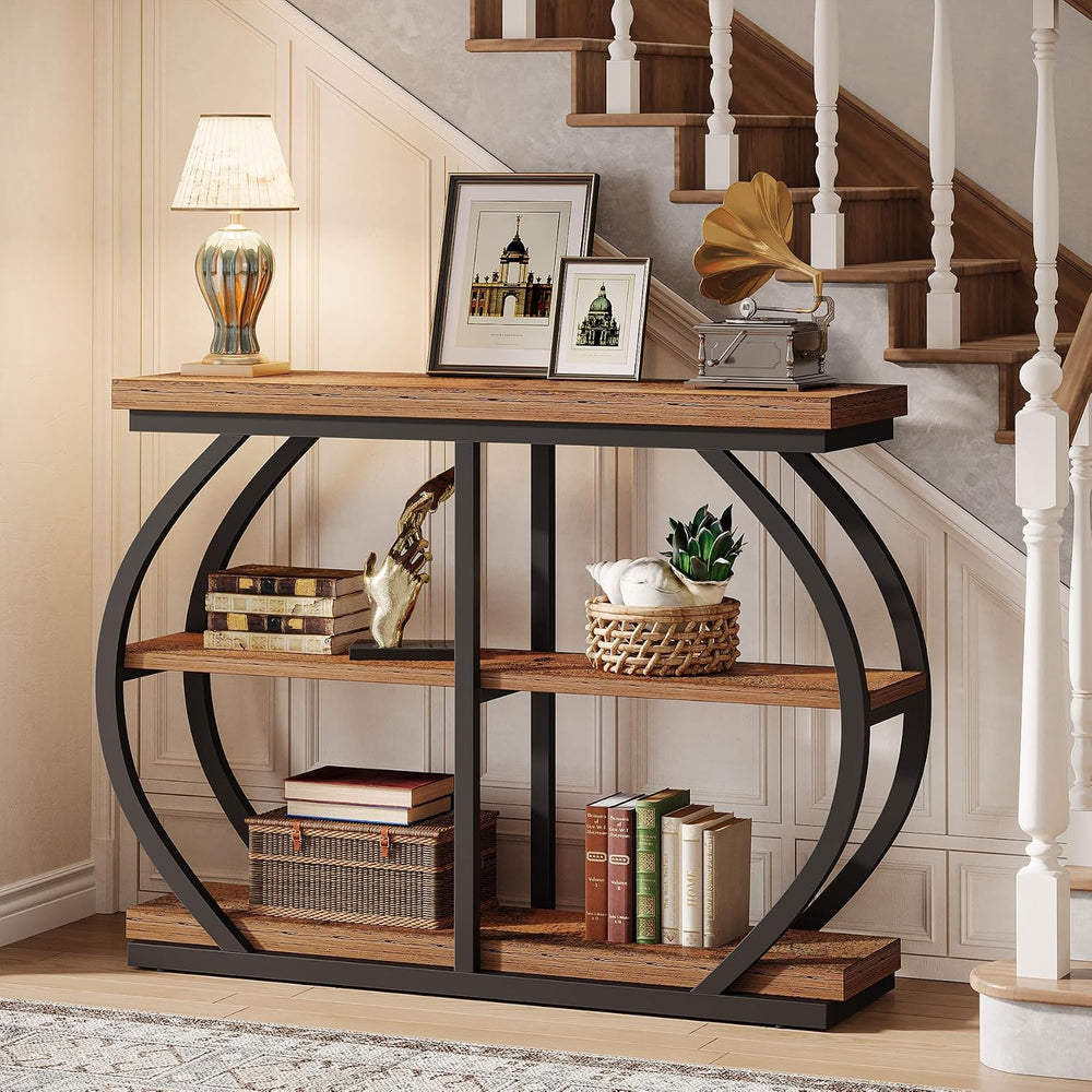 Tribesigns 41.3" Console Table, Industrial 3-Tier Entryway Table with Ar...