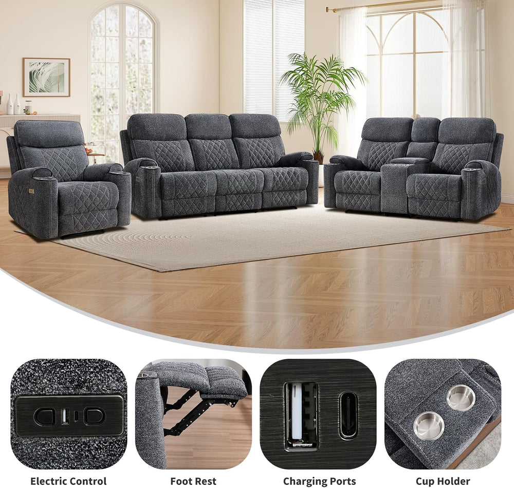 EBELLO Power Recliner Chair, Electric Fabric Reclining Sofa with Cup Holders,...