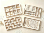 Velvet Jewelry Drawer Organizer Trays, 4 Pack Stackable Jewelry Storage Inserts Set, Beige Jewelry Tray Set with Removable Dividers for Earrings, Necklaces, Rings, Bracelets for Vanity & Dresser
