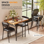 VINGLI Dining Table Set for 2, Small Kitchen Table Set with Upholstered Chairs, 3-Piece Dining Set with Storage Rack, Wood Dining Room Set with Metal Legs for Small Spaces, Living Room, Rustic Brown
