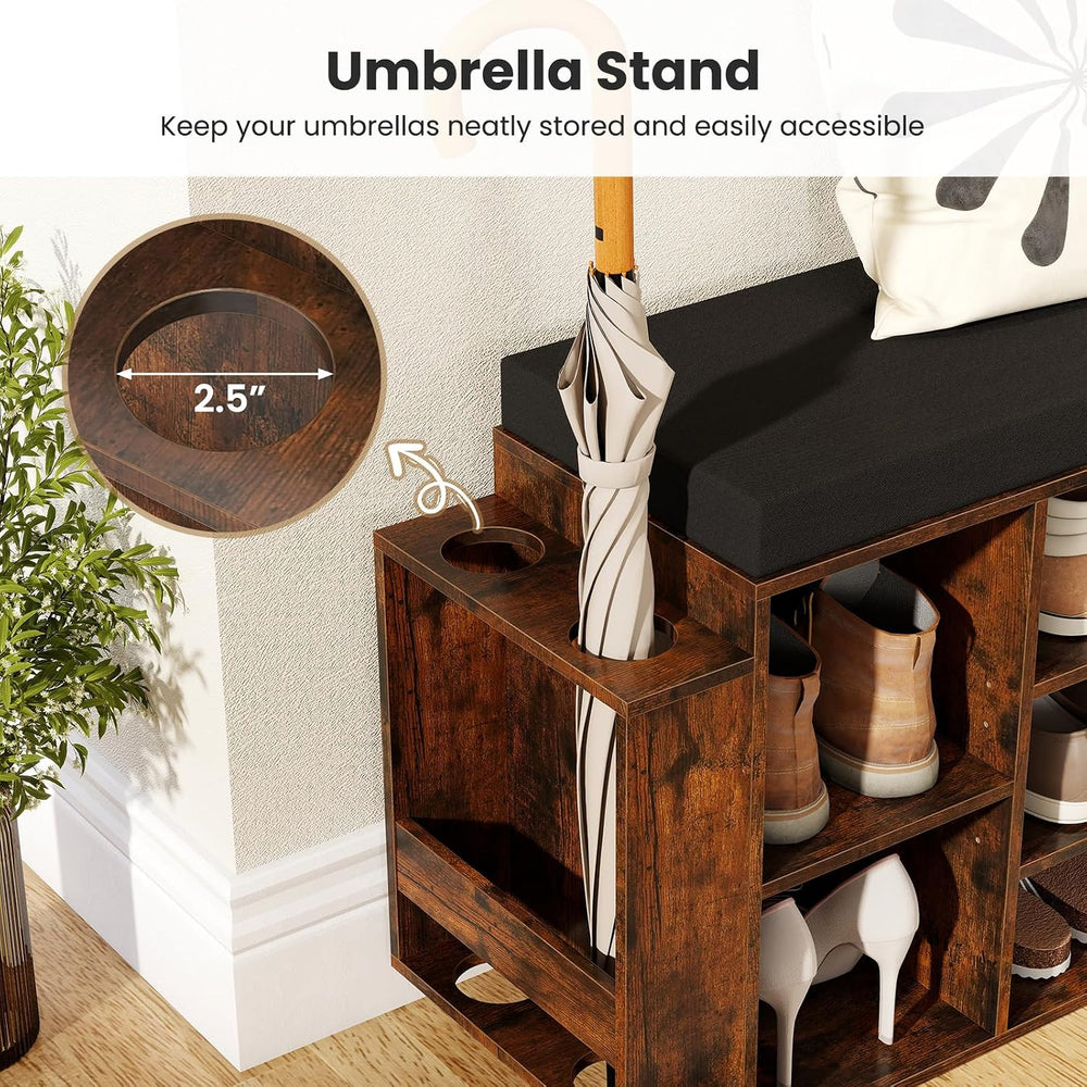 Giantex Shoe Storage Bench with Umbrella Stand, 10-Cubby Entryway Shoe Rack O...