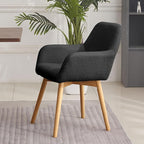 Mid Century Modern Dining Chairs Set of 6 & 4 & 2 Comfy Accent Chair Upholstered Kitchen Dining Living Room Chairs for Bedrooms Waiting Room Home Arm Desk Chair No Wheels (Wool Black, 6)