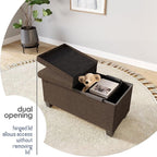 STORAGEBUD Storage Ottoman Bench with Bins, 30-in Storage Bench for Bedroom End of Bed, Folding Foot Rest Ottoman for Living Room Max 660lbs, Fabric Ottomans, Brown